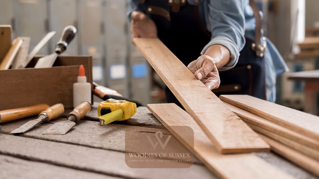 A Sussex carpenter on site - the difference between carpentry and joinery in UK home renovations.
